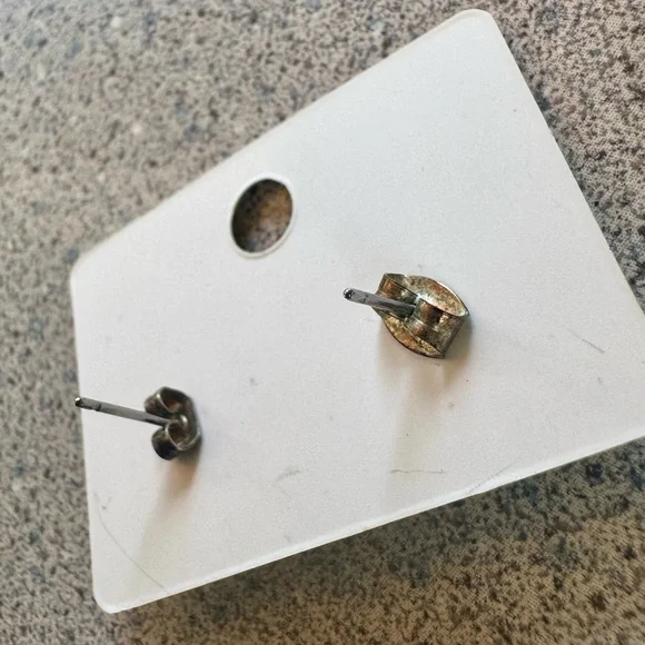 Vintage Avon 90s moonstone tiger eye stud earrings amethyst silver 1990s studs - Picture 5 of 11